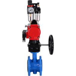 Затвор дисковый поворотный WBV1313E-2W-F-H Ду125 Ру16 фланцевый, корпус - чугун GGG40, диск - чугун GGG40, EPDM, с пневмоприводом PA-DA-130, пневмораспределителем 4M310-08 DC24V, ручным дублером MON1-250-T26-ISO и БПВ AFC2000
