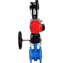 Затвор дисковый поворотный WBV1313E-2W-F-H Ду125 Ру16 фланцевый, корпус - чугун GGG40, диск - чугун GGG40, EPDM, с пневмоприводом PA-DA-130, пневмораспределителем 4M310-08 DC24V, ручным дублером MON1-250-T26-ISO и БПВ AFC2000
