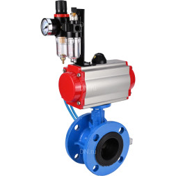 Затвор дисковый поворотный WBV1313E-2W-F-H Ду125 Ру16 фланцевый, корпус - чугун GGG40, диск - чугун GGG40, уплотнение - EPDM, с пневмоприводом PA-DA-130, пневмораспределителем 4V320-08 AC220V и БПВ AFC2000