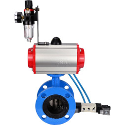 Затвор дисковый поворотный WBV1313E-2W-F-H Ду50 Ру16 фланцевый, корпус - чугун GGG40, диск - чугун GGG40, уплотнение - EPDM, с пневмоприводом PA-DA-105, пневмораспределителем 4V320-08 AC220V и БПВ AFC2000