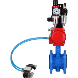 Затвор дисковый поворотный WBV1313E-2W-F-H Ду125 Ру16 фланцевый, корпус - чугун GGG40, диск - чугун GGG40, EPDM, с пневмоприводом PA-DA-130, пневмораспределителем 4V320-08 AC220V, БКВ APL-210N и БПВ AFC2000