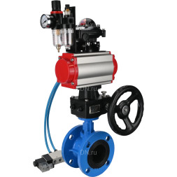 Затвор дисковый поворотный WBV1313E-2W-F-H Ду150 Ру16 фланцевый, корпус - чугун GGG40, диск - чугун GGG40, EPDM, с пневмоприводом PA-DA-130, пневмораспределителем 4V320-08 AC220V, БКВ APL-210N, ручным дублером MON1-250-T26-ISO и БПВ AFC2000
