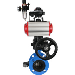 Затвор дисковый поворотный WBV1313E-2W-F-H Ду150 Ру16 фланцевый, корпус - чугун GGG40, диск - чугун GGG40, EPDM, с пневмоприводом PA-DA-130, пневмораспределителем 4V320-08 AC220V, БКВ APL-210N, ручным дублером MON1-250-T26-ISO и БПВ AFC2000