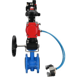 Затвор дисковый поворотный WBV1313E-2W-F-H Ду150 Ру16 фланцевый, корпус - чугун GGG40, диск - чугун GGG40, EPDM, с пневмоприводом PA-DA-130, пневмораспределителем 4V320-08 AC220V, БКВ APL-210N, ручным дублером MON1-250-T26-ISO и БПВ AFC2000