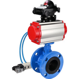 Затвор дисковый поворотный WBV1313E-2W-F-H Ду50 Ру16 фланцевый, корпус - чугун GGG40, диск - чугун GGG40, уплотнение - EPDM, с пневмоприводом PA-DA-105, пневмораспределителем 4V320-08 AC220V и БКВ APL-210N