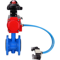 Затвор дисковый поворотный WBV1313E-2W-F-H Ду50 Ру16 фланцевый, корпус - чугун GGG40, диск - чугун GGG40, уплотнение - EPDM, с пневмоприводом PA-DA-105, пневмораспределителем 4V320-08 AC220V и БКВ APL-210N