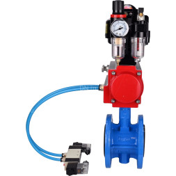 Затвор дисковый поворотный WBV1313E-2W-F-H Ду125 Ру16 фланцевый, корпус - чугун GGG40, диск - чугун GGG40, EPDM, с пневмоприводом PA-DA-130, пневмораспределителем 4V320-08 AC220V, БКВ APL-510N EX и БПВ AFC2000