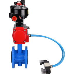 Затвор дисковый поворотный WBV1313E-2W-F-H Ду125 Ру16 фланцевый, корпус - чугун GGG40, диск - чугун GGG40, EPDM, с пневмоприводом PA-DA-130, пневмораспределителем 4V320-08 AC220V, БКВ APL-510N EX и БПВ AFC2000