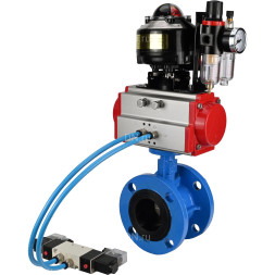 Затвор дисковый поворотный WBV1313E-2W-F-H Ду80 Ру16 фланцевый, корпус - чугун GGG40, диск - чугун GGG40, EPDM, с пневмоприводом PA-DA-105, пневмораспределителем 4V320-08 AC220V, БКВ APL-510N EX и БПВ AFC2000