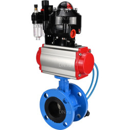 Затвор дисковый поворотный WBV1313E-2W-F-H Ду80 Ру16 фланцевый, корпус - чугун GGG40, диск - чугун GGG40, EPDM, с пневмоприводом PA-DA-105, пневмораспределителем 4V320-08 AC220V, БКВ APL-510N EX и БПВ AFC2000