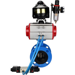 Затвор дисковый поворотный WBV1313E-2W-F-H Ду80 Ру16 фланцевый, корпус - чугун GGG40, диск - чугун GGG40, EPDM, с пневмоприводом PA-DA-105, пневмораспределителем 4V320-08 AC220V, БКВ APL-510N EX и БПВ AFC2000