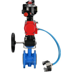 Затвор дисковый поворотный WBV1313E-2W-F-H Ду150 Ру16 фланцевый, корпус - чугун GGG40, диск - чугун GGG40, EPDM, с пневмоприводом PA-DA-130, пневмораспределителем 4V320-08 AC220V, БКВ APL-510N EX, дублером MON1-250-T26-ISO и БПВ AFC2000