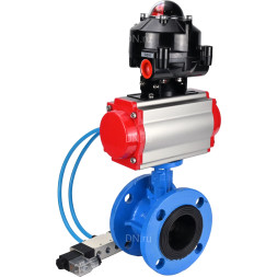 Затвор дисковый поворотный WBV1313E-2W-F-H Ду125 Ру16 фланцевый, корпус - чугун GGG40, диск - чугун GGG40, уплотнение - EPDM, с пневмоприводом PA-DA-130, пневмораспределителем 4V320-08 AC220V и БКВ APL-510N EX