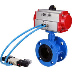 Затвор дисковый поворотный WBV1313E-2W-F-H Ду150 Ру16 фланцевый, корпус - чугун GGG40, диск - чугун GGG40, уплотнение - EPDM, с пневмоприводом PA-DA-130 и пневмораспределителем 4V320-08 AC220V