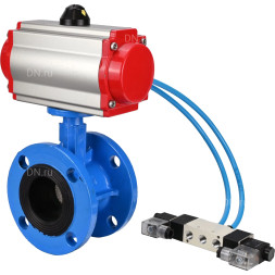 Затвор дисковый поворотный WBV1313E-2W-F-H Ду150 Ру16 фланцевый, корпус - чугун GGG40, диск - чугун GGG40, уплотнение - EPDM, с пневмоприводом PA-DA-130 и пневмораспределителем 4V320-08 AC220V