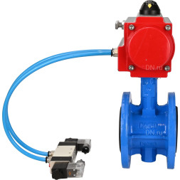 Затвор дисковый поворотный WBV1313E-2W-F-H Ду50 Ру16 фланцевый, корпус - чугун GGG40, диск - чугун GGG40, уплотнение - EPDM, с пневмоприводом PA-DA-105 и пневмораспределителем 4V320-08 AC220V