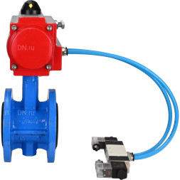Затвор дисковый поворотный WBV1313E-2W-F-H Ду50 Ру16 фланцевый, корпус - чугун GGG40, диск - чугун GGG40, уплотнение - EPDM, с пневмоприводом PA-DA-105 и пневмораспределителем 4V320-08 AC220V