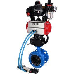 Затвор дисковый поворотный WBV1313E-2W-F-H Ду125 Ру16 фланцевый, корпус - чугун GGG40, диск - чугун GGG40, EPDM, с пневмоприводом PA-DA-130, пневмораспределителем 4V320-10 AC220V, БКВ APL-410N EX, ручным дублером MON1-250-T26-ISO и БПВ AFC2000