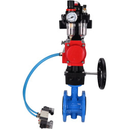 Затвор дисковый поворотный WBV1313E-2W-F-H Ду125 Ру16 фланцевый, корпус - чугун GGG40, диск - чугун GGG40, EPDM, с пневмоприводом PA-DA-130, пневмораспределителем 4V320-10 AC220V, БКВ APL-410N EX, ручным дублером MON1-250-T26-ISO и БПВ AFC2000
