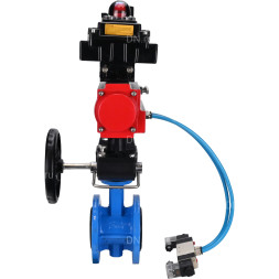 Затвор дисковый поворотный WBV1313E-2W-F-H Ду125 Ру16 фланцевый, корпус - чугун GGG40, диск - чугун GGG40, EPDM, с пневмоприводом PA-DA-130, пневмораспределителем 4V320-10 AC220V, БКВ APL-410N EX, ручным дублером MON1-250-T26-ISO и БПВ AFC2000