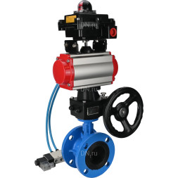 Затвор дисковый поворотный WBV1313E-2W-F-H Ду150 Ру16 фланцевый, корпус - чугун GGG40, диск - чугун GGG40, EPDM, с пневмоприводом PA-DA-130, пневмораспределителем 4V320-10 AC220V, БКВ APL-410N EX и ручным дублером MON1-250-T26-ISO