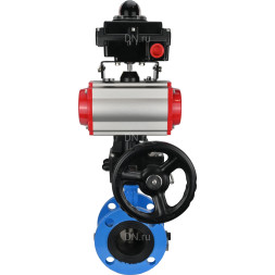 Затвор дисковый поворотный WBV1313E-2W-F-H Ду150 Ру16 фланцевый, корпус - чугун GGG40, диск - чугун GGG40, EPDM, с пневмоприводом PA-DA-130, пневмораспределителем 4V320-10 AC220V, БКВ APL-410N EX и ручным дублером MON1-250-T26-ISO