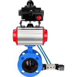 Затвор дисковый поворотный WBV1313E-2W-F-H Ду65 Ру16 фланцевый, корпус - чугун GGG40, диск - чугун GGG40, уплотнение - EPDM, с пневмоприводом PA-DA-105, пневмораспределителем 4V320-10 AC220V и БКВ APL-410N EX