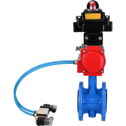 Затвор дисковый поворотный WBV1313E-2W-F-H Ду80 Ру16 фланцевый, корпус - чугун GGG40, диск - чугун GGG40, уплотнение - EPDM, с пневмоприводом PA-DA-105, пневмораспределителем 4V320-10 AC220V и БКВ APL-410N EX