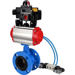 Затвор дисковый поворотный WBV1313E-2W-F-H Ду80 Ру16 фланцевый, корпус - чугун GGG40, диск - чугун GGG40, уплотнение - EPDM, с пневмоприводом PA-DA-105, пневмораспределителем 4V320-10 AC220V и БКВ APL-410N EX