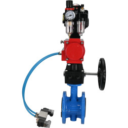 Затвор дисковый поворотный WBV1313E-2W-F-H Ду150 Ру16 фланцевый, корпус - чугун GGG40, диск - чугун GGG40, EPDM, с пневмоприводом PA-DA-130, пневмораспределителем 4V320-10 AC220V, БКВ APL-510N EX, ручным дублером MON1-250-T26-ISO и БПВ AFC2000