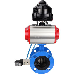 Затвор дисковый поворотный WBV1313E-2W-F-H Ду125 Ру16 фланцевый, корпус - чугун GGG40, диск - чугун GGG40, уплотнение - EPDM, с пневмоприводом PA-DA-130, пневмораспределителем 4V320-10 AC220V и БКВ APL-510N EX