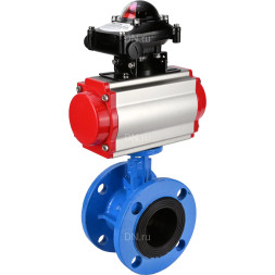 Затвор дисковый поворотный WBV1313E-2W-F-H Ду125 Ру16 фланцевый, корпус - чугун GGG40, диск - чугун GGG40, уплотнение - EPDM, с пневмоприводом PA-DA-130 и БКВ APL-210N