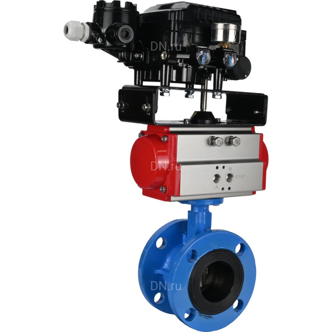 Затвор дисковый поворотный WBV1313E-2W-F-H Ду50 Ру16 фланцевый, корпус - чугун GGG40, диск - чугун GGG40, уплотнение - EPDM, с пневмоприводом PA-DA-105 и позиционером YT-1000RSN без обратной связи в Алматы