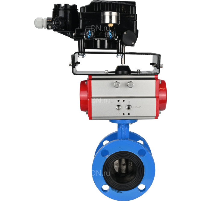 Затвор дисковый поворотный WBV1313E-2W-F-H Ду50 Ру16 фланцевый, корпус - чугун GGG40, диск - чугун GGG40, уплотнение - EPDM, с пневмоприводом PA-DA-105 и позиционером YT-1000RSN без обратной связи в Алматы