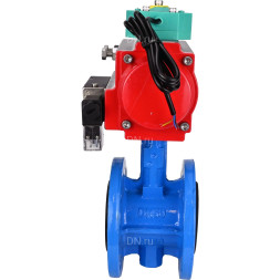 Затвор дисковый поворотный WBV1313E-2W-F-H Ду80 Ру16 фланцевый, корпус - чугун GGG40, диск - чугун GGG40, уплотнение - EPDM, с пневмоприводом PA-DA-105, пневмораспределителем 4M310-08 AC220V и магнитным переключателем ALS200D