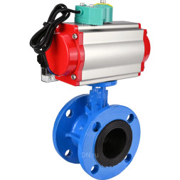 Затвор дисковый поворотный WBV1313E-2W-F-H Ду80 Ру16 фланцевый, корпус - чугун GGG40, диск - чугун GGG40, уплотнение - EPDM, с пневмоприводом PA-DA-105, пневмораспределителем 4M310-08 AC220V и магнитным переключателем ALS200D