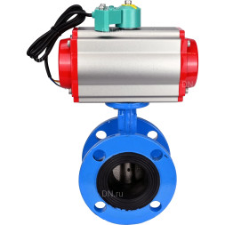 Затвор дисковый поворотный WBV1313E-2W-F-H Ду80 Ру16 фланцевый, корпус - чугун GGG40, диск - чугун GGG40, уплотнение - EPDM, с пневмоприводом PA-DA-105, пневмораспределителем 4M310-08 AC220V и магнитным переключателем ALS200D