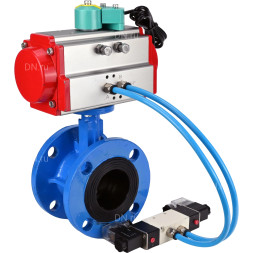Затвор дисковый поворотный WBV1313E-2W-F-H Ду50 Ру16 фланцевый, корпус - чугун GGG40, диск - чугун GGG40, уплотнение - EPDM, с пневмоприводом PA-DA-105, пневмораспределителем 4V320-08 AC220V и магнитным переключателем ALS200D