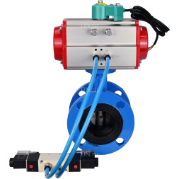 Затвор дисковый поворотный WBV1313E-2W-F-H Ду50 Ру16 фланцевый, корпус - чугун GGG40, диск - чугун GGG40, уплотнение - EPDM, с пневмоприводом PA-DA-105, пневмораспределителем 4V320-08 AC220V и магнитным переключателем ALS200D