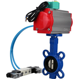 Затвор дисковый поворотный WBV1413E-2W-Fb-H Ду40 Ру16, корпус - чугун GGG50, диск - чугун GGG40, уплотнение - EPDM, с пневмоприводом PA-SA-083, пневмораспределителем 4V320-10 AC220V и магнитным переключателем ALS200D
