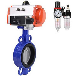 Затвор дисковый поворотный WBV1432N-2W-Fb-H Ду100 Ру16, корпус - чугун GGG50, диск - нержавеющая сталь 316L, уплотнение - NBR, с пневмоприводом PA-SA-130 с возвратными пружинами, с пневмораспределителем 4V320-10 AC220V, с БПВ AFC2000