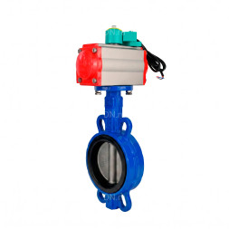 Затвор дисковый поворотный WBV1432N-2W-Fb-H Ду65 Ру16 корпус - чугун GGG50, диск - нержавеющая сталь 316L, уплотнение - NBR, с пневмоприводом PA-SA-105 и магнитным переключателем ALS200D