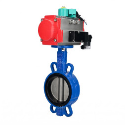 Затвор дисковый поворотный WBV1432N-2W-Fb-H Ду40 Ру16 корпус - чугун GGG50, диск - нержавеющая сталь 316L, уплотнение - NBR, с пневмоприводом PA-SA-083, пневмораспределителем 4M310-08 DC24V и магнитным переключателем ALS200D