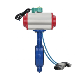 Затвор дисковый поворотный WBV1432N-2W-Fb-H Ду40 Ру16 корпус - чугун GGG50, диск - нержавеющая сталь 316L, уплотнение - NBR, с пневмоприводом PA-SA-083, пневмораспределителем 4V320-08 AC220V и магнитным переключателем ALS200D