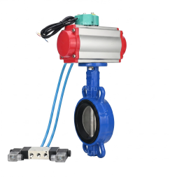 Затвор дисковый поворотный WBV1432N-2W-Fb-H Ду80 Ру16 корпус - чугун GGG50, диск - нержавеющая сталь 316L, уплотнение - NBR, с пневмоприводом PA-SA-105, пневмораспределителем 4V320-08 AC220V и магнитным переключателем ALS200D