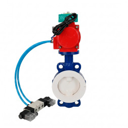 Затвор дисковый поворотный WBV3434Pf-2W-Fb-H Ду65 Ру16 корпус - углеродистая сталь WCB, диск - углеродистая сталь WCB, футерованный PTFE, уплотнение - PTFE, с пневмоприводом PA-SA-105, 4V320-10 AC220V и ALS200D