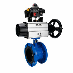 Затвор дисковый поворотный WBV1331E-2W-F-H Ду50 Ру16 фланцевый, корпус - чугун GGG40, диск - нержавеющая сталь 304, уплотнение - EPDM, с пневмоприводом PA-DA-105-1 и БКВ APL-410N EX