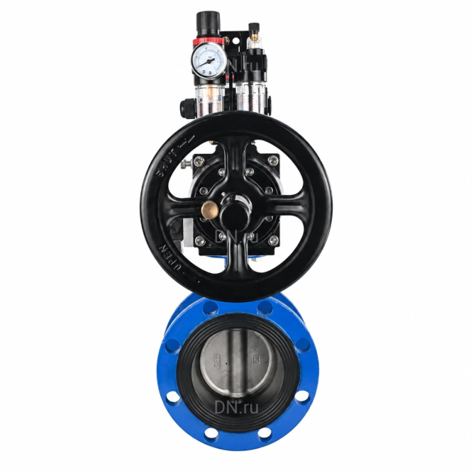 Затвор дисковый поворотный WBV1331E-2W-F-H Ду50 Ру16 фланцевый, корпус - чугун GGG40, диск - нержавеющая сталь 304, уплотнение - EPDM, с пневмоприводом PA-DA-105-1, 4M310-08 AC220V, APL-210N и AFC2000 в Алматы
