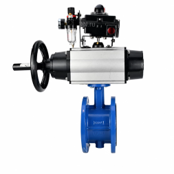 Затвор дисковый поворотный WBV1331E-2W-F-H Ду100 Ру16 фланцевый, корпус - чугун GGG40, диск - нержавеющая сталь 304, уплотнение - EPDM, с пневмоприводом PA-DA-105-1, 4M310-08 AC220V, APL-410N EX и AFC2000