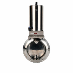 Затвор дисковый поворотный WBV3131E-2W-W-H Ду150 Ру10, пищевая нержавеющая сталь 304, уплотнение - EPDM, под приварку, с пневмоприводом PA-DA-108 двойного действия